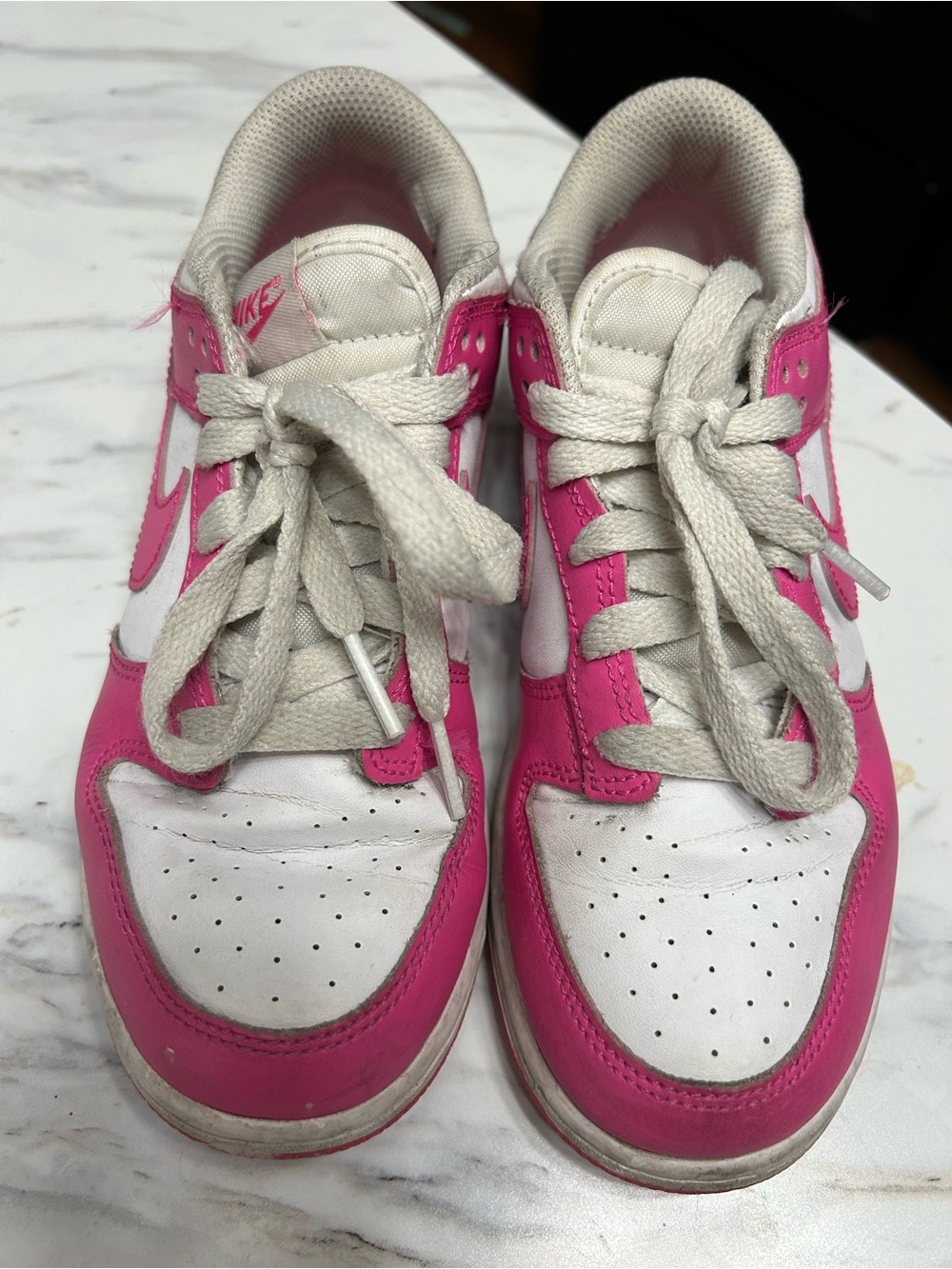 Nike White and Pink Low-Top Sneakers